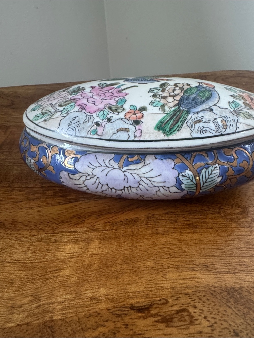 Vintage Porcelain Floral Trinket Box